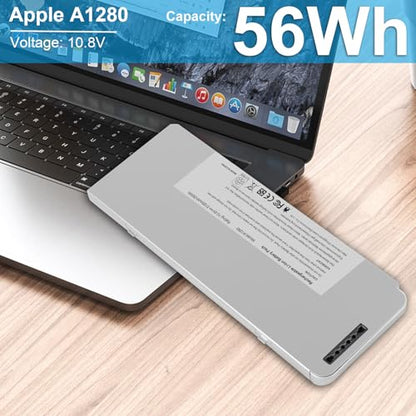TREE.NB 56Wh A1280 Laptop Battery for Apple A1280 A1278 (2008 Version) MacBook 13-Inch Series, Compabiel for MB771G/A MB467LL/A MB466LL/A - size: 8.23x3.07x0.79inch A1280