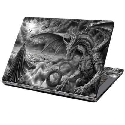 Laptop Skin Sticker Decal 12" 13" 13.3" 14" 15" 15.6",Waterproof Scratch Resistant Vinyl,Reusable Easy to Apply,for MacBook HP Dell Notebooks Netbooks Laptop,2 Wrist Pads,Black Dragon Warrior - color: Black Dragon Warrior