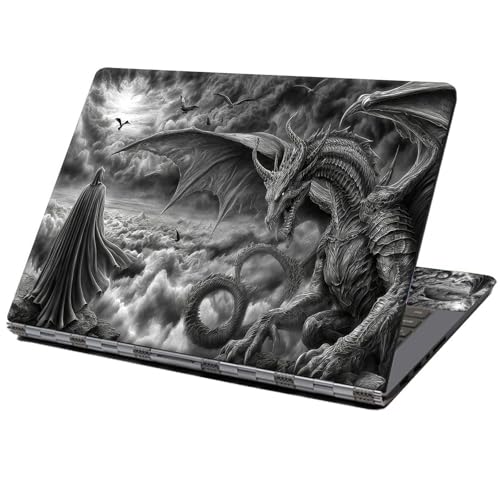 Laptop Skin Sticker Decal 12" 13" 13.3" 14" 15" 15.6",Waterproof Scratch Resistant Vinyl,Reusable Easy to Apply,for MacBook HP Dell Notebooks Netbooks Laptop,2 Wrist Pads,Black Dragon Warrior - color: Black Dragon Warrior