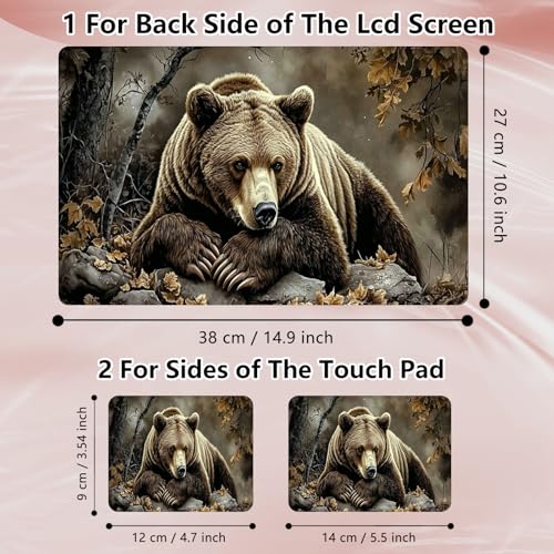 Laptop Skin Sticker Decal 12" 13" 13.3" 14" 15" 15.6",Waterproof Scratch Resistant Vinyl,Reusable Easy to Apply,for MacBook HP Dell Notebooks Netbooks Laptop,2 Wrist Pads,Autumn Bear Forest - color: Autumn Bear Forest