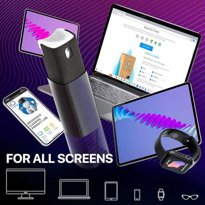 IO CLEAN Mini Screen Cleaner Spray – Finger Proof Screen Cleaner for Smartphones, iPads, MacBooks, Laptops, Car Screens, Touchscreens – 3in1 Mist Cleaner, Microfiber Cloth and Protective Cover (Red) - color: Red