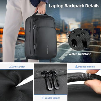 17.3 Inch Laptop Backpack for Men Women, 30L Travel Backpack | Carry-On Flight Approved,Work Computer Backpack with USB A&C Port,Business Laptop Bag,WaterResistant Anti-Theft Daypack - color: Black