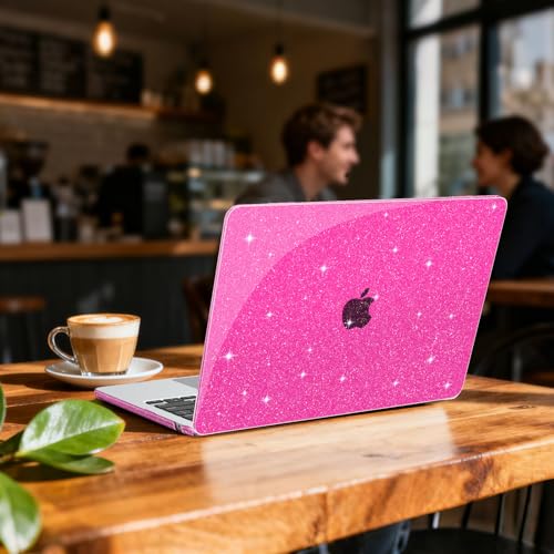 B BELK for MacBook Air 13 inch Case M5 2026 2025 2024 2023 2022 M4 M3 M2 | A3449 A3240 A3113 A2681, Glitter Hard Shell for MacBook Air 13.6 inch Case&Keyboard Cover&Screen Protector, Sparkly Hot Pink - color: Glitter Hot Pink