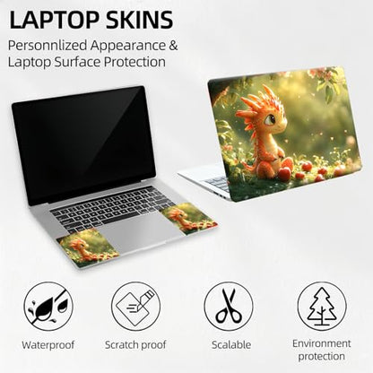 Baby Dragon Autumn Leaves Universal Laptop Skin Sticker 3PCS, Protective Decal Trim-to-Fit 11.6" 13.3" 14" 15.6" Laptop Vinyl Cover, Removable Anti-Scratch Computer Decal Protector - color: Baby Dragon Autumn Leaves