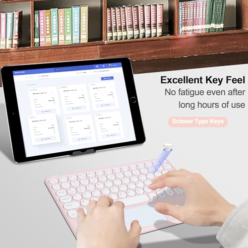 Thanice Wireless Keyboard with Touchpad, Ultra-Slim Portable Rechargeable Bluetooth Keyboard, Trackpad for iPad/iPad Pro and Other iOS Android Windows Devices (Pink) - color: pink
