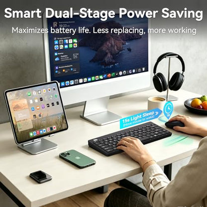 MangoEra Compact Wireless Keyboard & Mouse Combo, Quiet Office Set | Mini Cordless Computer Keyboard and Mouse Set with Quiet Silent Click. Small Travel USB Desktop Combo for PC and Mac