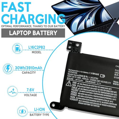L16C2PB2 L16M2PB1 Laptop Battery Replacement for Lenovo IdeaPad 320-14AST 320-14IAP 320-14ISK 320-15ABR 320-15AST 320-15IAP 330-14IGM 520-15IKB V320-17IKB B320-14IKB L16C2PB1 L16L2PB1 L16L2PB2 30Wh - size: 8.07×3.54×0.20 in L16C2PB2