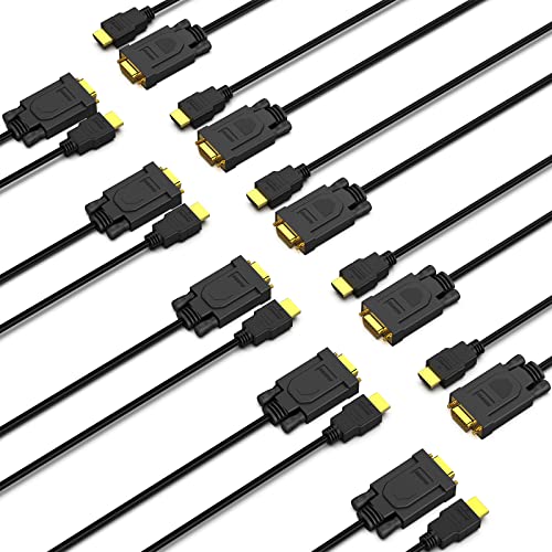 BENFEI 10 Pack HDMI to VGA 6 Feet Cable, Uni-Directional HDMI (Source) to VGA (Display) Cable (Male to Male) Compatible for Computer, Desktop, Laptop, PC, Monitor, Projector, HDTV, Raspberry Pi, Roku - size: 6 Feet, style: 10 PACK