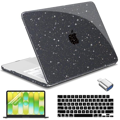 for MacBook Neo 13 inch Case 2026, Ultra-Thin Sparkly Black Star Hard Shell Case with Keyboard Cover & Screen Protector for MacBook Neo 13 A3404, Glitter Black - color: Glitter Black