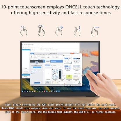 15.6" Portable Monitor Touchscreen,1080P FHD Laptop Screen Extender, 300 Nits Brightness IPS Display,Travel Monitor with Kickstand & Speaker, HDMI USB-C External Monitors for Laptop Computer Switch