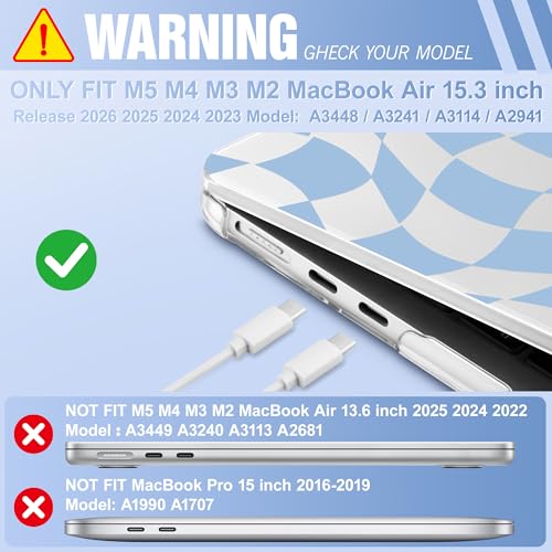 May Chen for MacBook Air 15 inch Case M5 M4 M3 M2 2026 2024-2023, Model A3448 A3241 A3114 A2941, Closes Seamlessly Hard Shell Laptop Cover with Keyboard Cover, Abstract & Grid - color: Abstract & grid