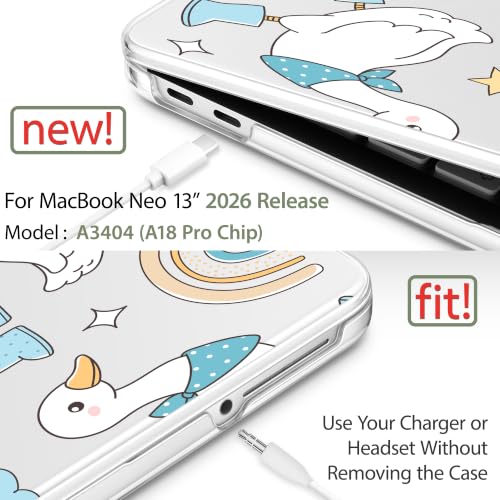Compatible with MacBook Neo 13 inch (2026 Release A3404) (A18 Pro) with Liquid Retina Display, Printed Slim Protective Case with Screen Protector & Keybaord Cover, Goose - color: Goose