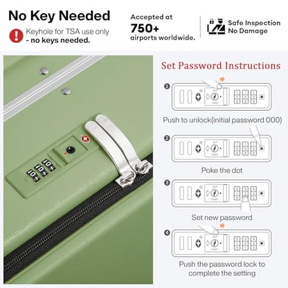 mixi 17x14x9 Carry On Luggage Underseat PC Hard Shell Suitcase Top Opening Aluminum Frame Travel Suitcases with Wheels, Avocado Green - color: Avocado Green, size: 17x14x9 Inch