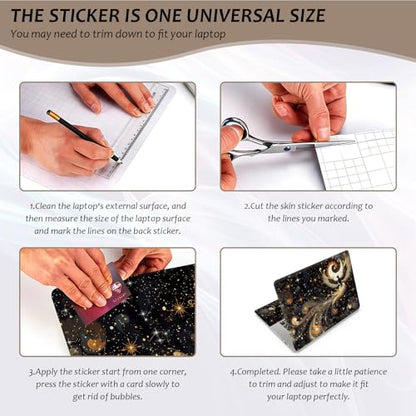 Laptop Skin 12.1-15.6 inch Removable Universal Reusable Laptop Sticker Decal,Waterproof No Residue Vinyl Cover,Scratch-Resistant Cuttable Full Wrap Sticker for Notebook, Black and Gold Phoenix - color: Black And Gold Phoenix