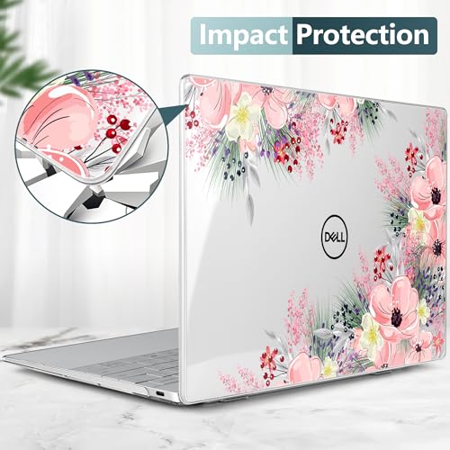 Batianda Blush Garden Case for Dell XPS 13 Laptop 2024 2025 | Fits Model 9340/9345/9350 13.4" Display, Lightweight Slim Hard Shell Protection for Women, Students and Floral Lovers - color: Pink flowers