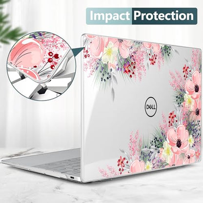 Batianda Blush Garden Case for Dell XPS 13 Laptop 2024 2025 | Fits Model 9340/9345/9350 13.4" Display, Lightweight Slim Hard Shell Protection for Women, Students and Floral Lovers - color: Pink flowers