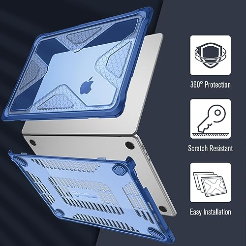 Fintie Rugged Case for MacBook Air 15 Inch, Blue | A3448 A3241 A3114 A2941, 2023 2024 2025 2026, M2 M3 M4 M5, TPU Bumper, Heavy Duty Hard Shell Cover - color: Blue
