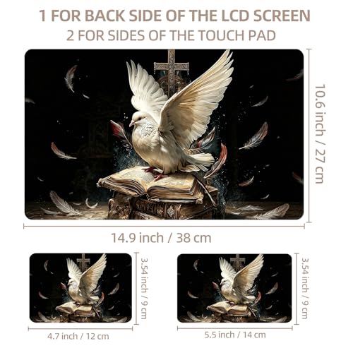 Universal Laptop Skin Sticker for 12/13/14/15.6 Inch Laptops, Reusable Vinyl Laptop Decal Cover, Waterproof Scratch Resistant Notebook Skin with 2 Wrist Pads,Dove Ancient Books - color: Dove Ancient Books
