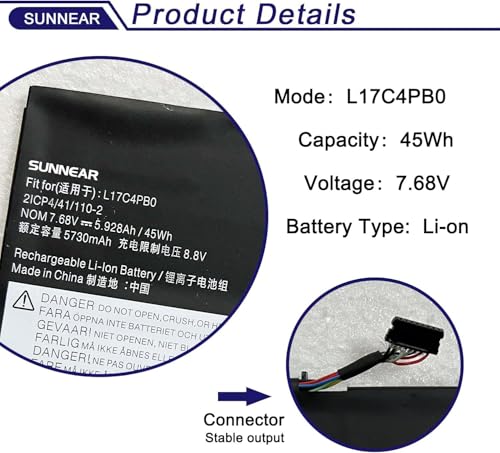 L17C4PB0 Battery for Lenovo Flex 6-14IKB 6-14ARR IdeaPad 530S-14ARR 530S-14IKB 530S-15IKB Yoga 530-14ARR 530-14IKB XiaoXin Air 14IKBR 15IKBR 15ARR 15IWL Series L17M4PB0 L17C4PB2 5B10Q16066 - size: 10.47*4.92*1.06 inches L17C4PB0