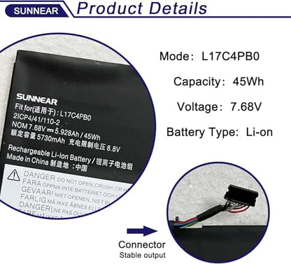 L17C4PB0 Battery for Lenovo Flex 6-14IKB 6-14ARR IdeaPad 530S-14ARR 530S-14IKB 530S-15IKB Yoga 530-14ARR 530-14IKB XiaoXin Air 14IKBR 15IKBR 15ARR 15IWL Series L17M4PB0 L17C4PB2 5B10Q16066 - size: 10.47*4.92*1.06 inches L17C4PB0