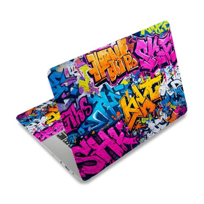 PLIGREAT 15 Inches Laptop Decal Sticker Skin Cover, Graffiti Art Design Laptop Sticker Decals Fits 12" to 15" Laptops Universal Waterproof Removable, Purple Orange - color: Purple Orange
