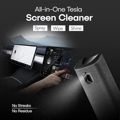 Tesla Screen Cleaner, 2-in-1 Screen Cleaning Spray with Microfiber Cloth, Tesla Accessories for Model Y, Model 3, S, X, Cybertruck