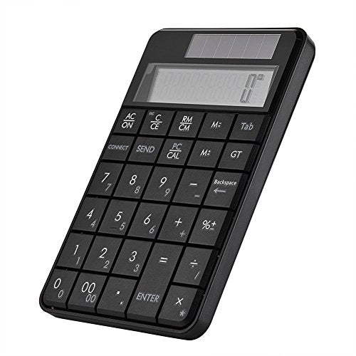 FOSA Compact USB keypad with Display Calculator Function, 29 Keys Portable Number Pad Mini Solar Power Smart Keypad & Office Calculators with LCD Display for Laptop PC