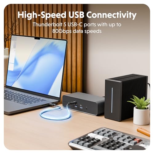 HyperDrive Next Thunderbolt 5 Dock with SSD Enclosure — 120Gbps Computer Docking Station with Triple 4K Display, Thunderbolt Share, M.2 PCIe Gen4 Slot, AI Module Support, USB-A, 2.5G Ethernet
