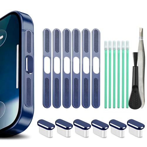 USB C Port Cover Dust Plug, 6 Pack Type C Charging Port Plug Cover with Speaker Dust Cover Phone Accessories for iPhone 17 Pro Max Port Protection Dust Cover (Dark Blue, for 17 Pro Max) - color: Dark Blue, size: for 17 Pro Max