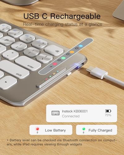 Inateck Foldable Compact Keyboard, Portable Bluetooth Keyboard with 3-Device Connectivity, Compatible with iPadOS/iOS/Android/Windows | Portable Bluetooth Keyboard with 3-Device Connectivity, Compatible with iPadOS/iOS/Android/Windows,QWERTY