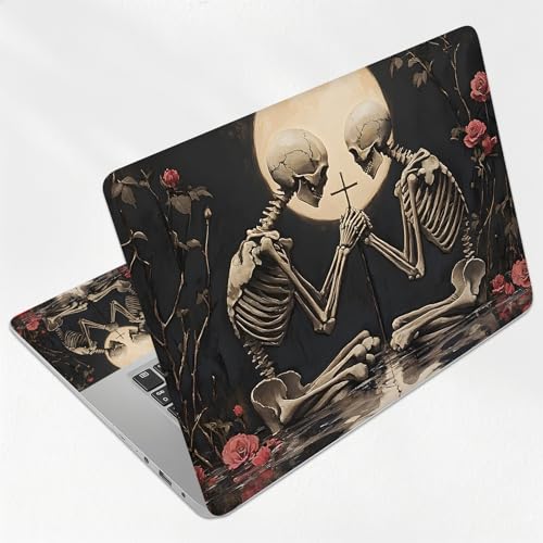 Skeleton Lovers Rose Garden Universal Laptop Skin Sticker 3PCS, Protective Decal Trim-to-Fit 11.6" 13.3" 14" 15.6" Laptop Vinyl Cover, Removable Anti-Scratch Computer Decal Protector - color: Skeleton Lovers Rose Garden