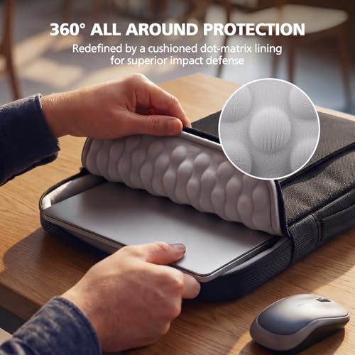 Micropack 360°Protective 14 Inch Laptop Sleeve with Handle, Water-Resistant Laptop Case with Front Pocket, Shock-Absorbing Computer Bag for MacBook Pro 14, MacBook Air, HP, Dell, Lenovo, Acer, Black