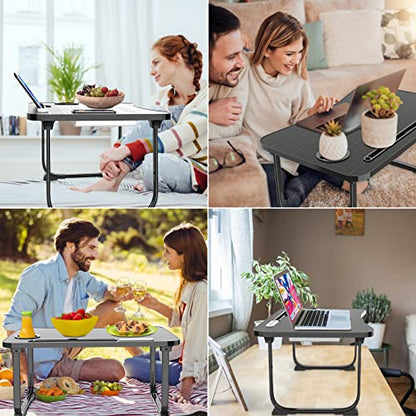 Fayquaze Laptop Bed Desk, Portable Foldable Laptop Bed Table with USB Charge Port Storage Drawer and Cup Holder, Lap Desk Notebook Stand Tray Table Serving Tray for Eating, Reading and Working | Portable, Foldable, Lap Desk with USB Charge Port Storage Dr