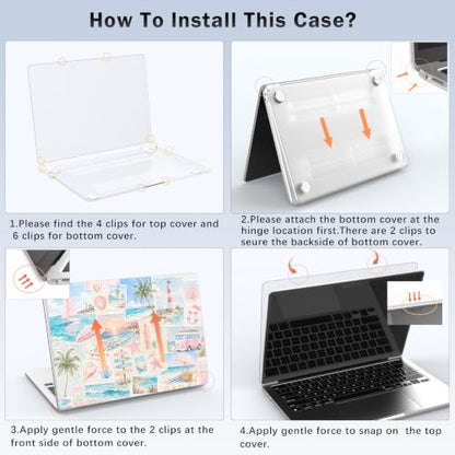 Compatible with MacBook Neo 13 inch Case 2026 Cute Beach Collage | Release Model A3404 with A18 Pro Chip | Protective Hard Shell Matte Cover for MacBook Neo 13'' - color: Beach L, size: MacBook Neo 13 inch