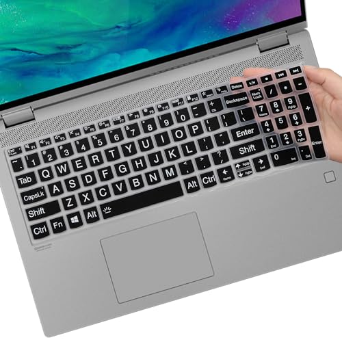 Large Print Keyboard Cover for Lenovo Yoga 7i 15.6" 16", IdeaPad 3/IdeaPad 3i 15.6 17.3, IdeaPad 5/IdeaPad 5i 15.6 17.3, IdeaPad Flex 5/Flex 5 15.6, Yoga Slim 7 15, IdeaPad Slim 7 15.6, ThinkBook 15 - color: Bold black
