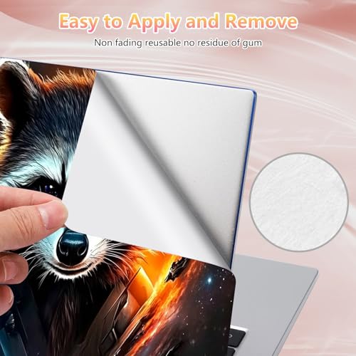 Laptop Skin Sticker Decal 12" 13" 13.3" 14" 15" 15.6",Waterproof Scratch Resistant Vinyl,Reusable Easy to Apply,for MacBook HP Dell Notebooks Netbooks Laptop,2 Wrist Pads,Cute Raccoon - color: Cute Raccoon