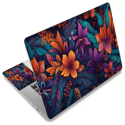 Laptop Skin Sticker Decal, Universal Reusable Vinyl Laptop Cover for 12" 13" 13.3" 14" 15" 15.4" 15.6" Notebook PC, Waterproof Scratch-Resistant with 2 Wrist Pads, Easy to Apply & Remove,Flowers Art - color: Flowers Art