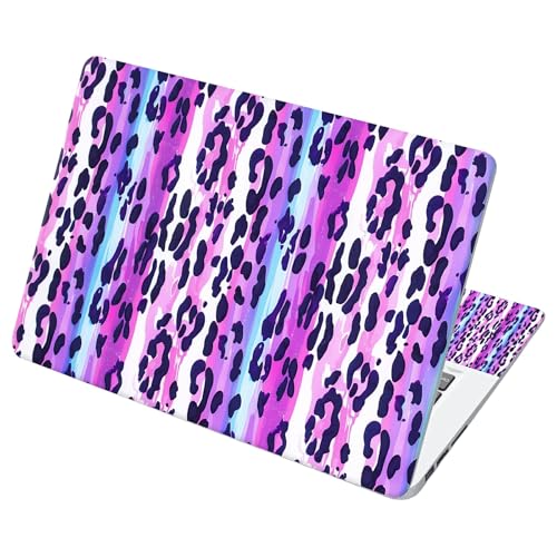 Universal Laptop Skin Sticker with 2 Wrist Pad Decals, 3-Piece Removable Vinyl Laptop Cover, Purple Leopards Waterproof Anti-Scratch, Easy-Trim Fit for 13.3" 14" 15.6" Laptops - color: Purple Leopards