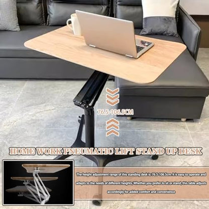 Mobile Laptop Desk Home, Lift Stand Up Desk with Casters, Large Capacity Mobile Study Table, Height Adjustable Sofa Side Table, Easy to Install(Black) - color: Black