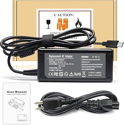Universal 65W 45W USB C Laptop Charger for Lenovo Thinkpad/Yoga/Chromebook ADLX65YDC2A for HP Elitebook Spectre Chromebook x360,Elite x2 for Dell Chromebook Latitude xps 13 Series AC Adapter