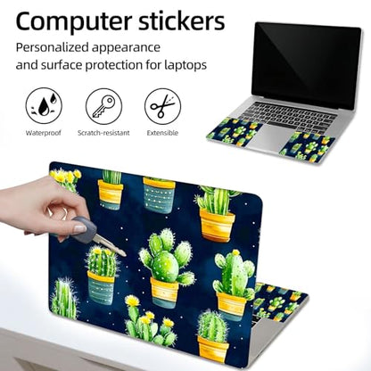 Aesthetic Laptop Skin Sticker, Potted Cacti Pattern Waterproof Vinyl Laptop Decal, Removable Bubble Free, Reusable Protective Cover for 13 14 15 15.6 Inch - color: Potted Cacti Pattern