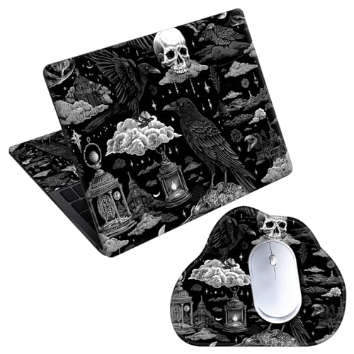Laptop Skin Sticker Decal 15-15.6 Inch with Cute Mouse Pad, Universal Reusable Vinyl Sticker for 12.1 13 13.3 14 15.4 Inch Netbook and Notebook PC, Gothic Witchy - color: Gothic Witchy
