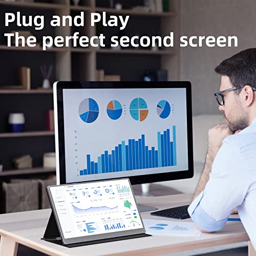 Upperizon Portable Monitor 15.6" 4K UHD 3840X2160 100% sRGB 60Hz IPS HDR HDMI USB-C Travel Monitor for Laptop MacBook PC Surface PS5 Xbox, Second Screen with Cover & Speakers, VESA Compatible - size: 15.6