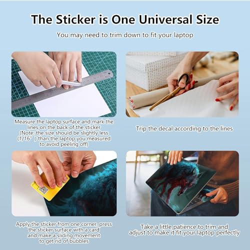 Universal Laptop Skin Sticker with 2 Wrist Pad Skins, Waterproof Scratch Resistant Vinyl Laptop Cover Decal, Cut to Fit for 11–15.6 Inch MacBook HP Dell Lenovo, Lightning Wolf - color: Lightning Wolf