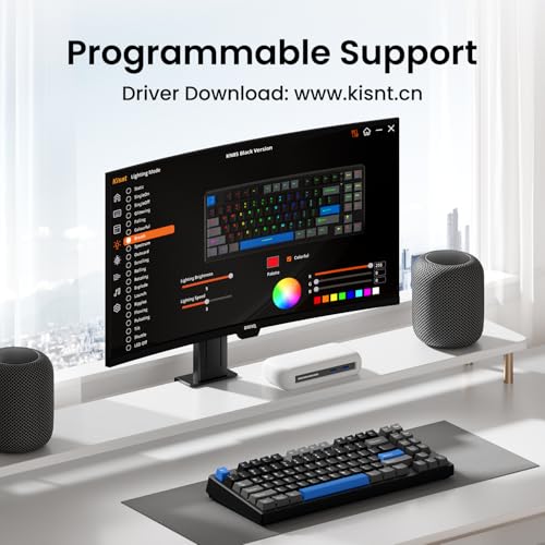 Kisnt KN85 Wireless Mechanical Keyboard, 75% Layout, Bluetooth/2.4GHz/USB-C, Custom RGB Backlit, Hot-Swappable Linear Switch, Creamy Sound for Gaming/Typing (Textured Black) - color: Textured Black