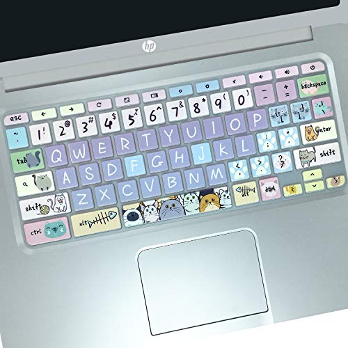 Keyboard Cover Skin for HP Chromebook 11 x360 11.6,G2/G3/G4/G5/G6 EE/G7 EE 11.6, 14-ca 14-ak14-X Series/HP Chromebook 14 G2 G3 G4 Keyboard Protector,Cute Cat - color: Cute Cat