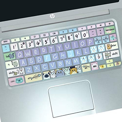 Keyboard Cover Skin for HP Chromebook 11 x360 11.6,G2/G3/G4/G5/G6 EE/G7 EE 11.6, 14-ca 14-ak14-X Series/HP Chromebook 14 G2 G3 G4 Keyboard Protector,Cute Cat - color: Cute Cat