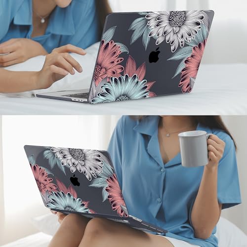 Mektron for MacBook Pro 16 inch A2141 Case 2020 2019 Release with Retina Display & Touch Bar & Touch ID, Blooming Chrysanthemums Plastic Hard Shell Cover Keyboard Skin Screen Protector Dust Plug - color: Blooming Chrysanthemums