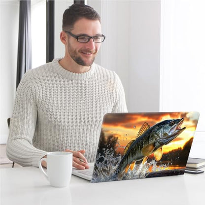Universal Laptop Skin, DIY Cut-to-Fit Vinyl Cover Compatible with HP, Dell, Lenovo, Mac (13.3" to 15.6"), Anti-Scratch, No Residue & Bubble-Free Protective Decal Sticker, Bass Fishing Sunset - color: Bass Fishing Sunset