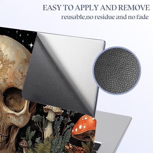 Universal Laptop Skin Sticker Decal,15.6 Inch Laptop Vinyl Cover for 13" 14" 15.6" Laptop,Scratch-Resistant Waterproof Protector Wrap,Reusable with Wrist Pads,Skull Mushroom Butterfly Garden - color: Skull Mushroom Butterfly Garden